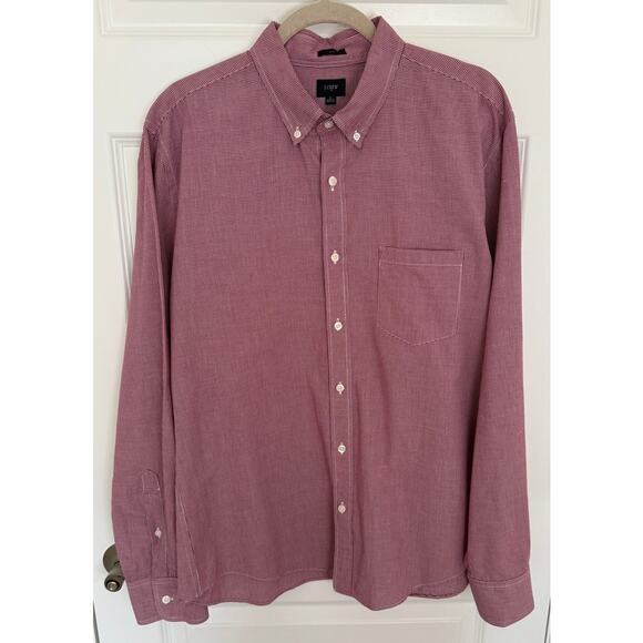 J.Crew Men's Slim Fit Button-Down Shirt XL Red Gingham Check – Made in Mauritius - Picture 1 of 3